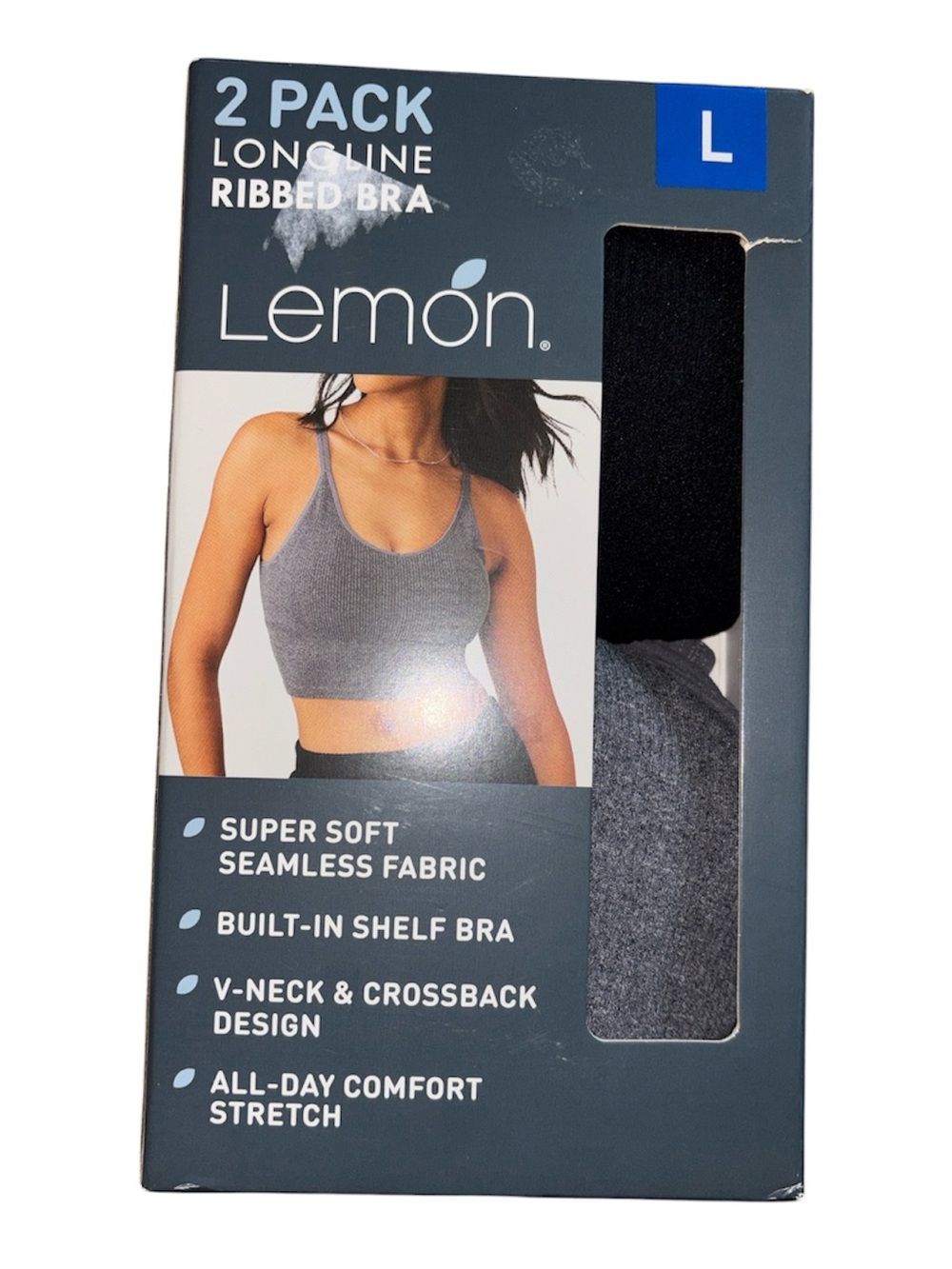 NEW Lemon longline ribbed bra 2 pack Large